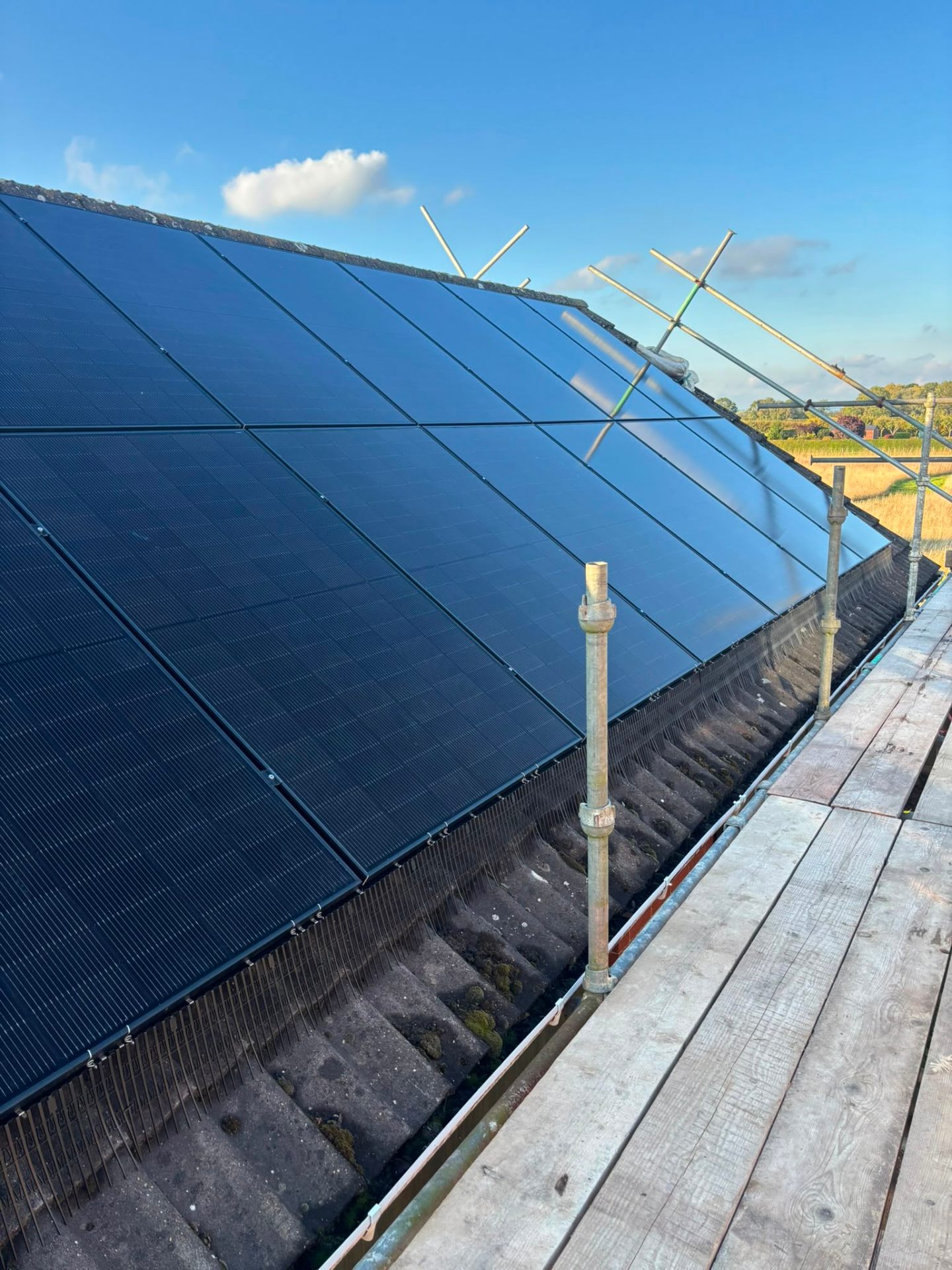 Roof-mounted solar PV array installed by RJ Hill Electrical