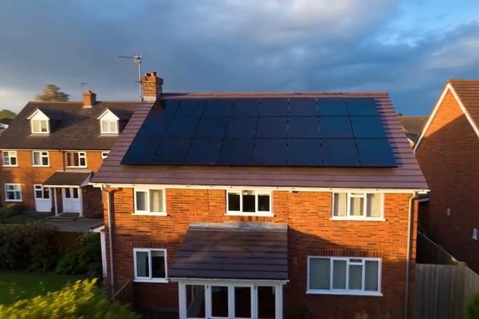 Completed solar PV array on a Lincolnshire home, installed by RJ Hill Electrical