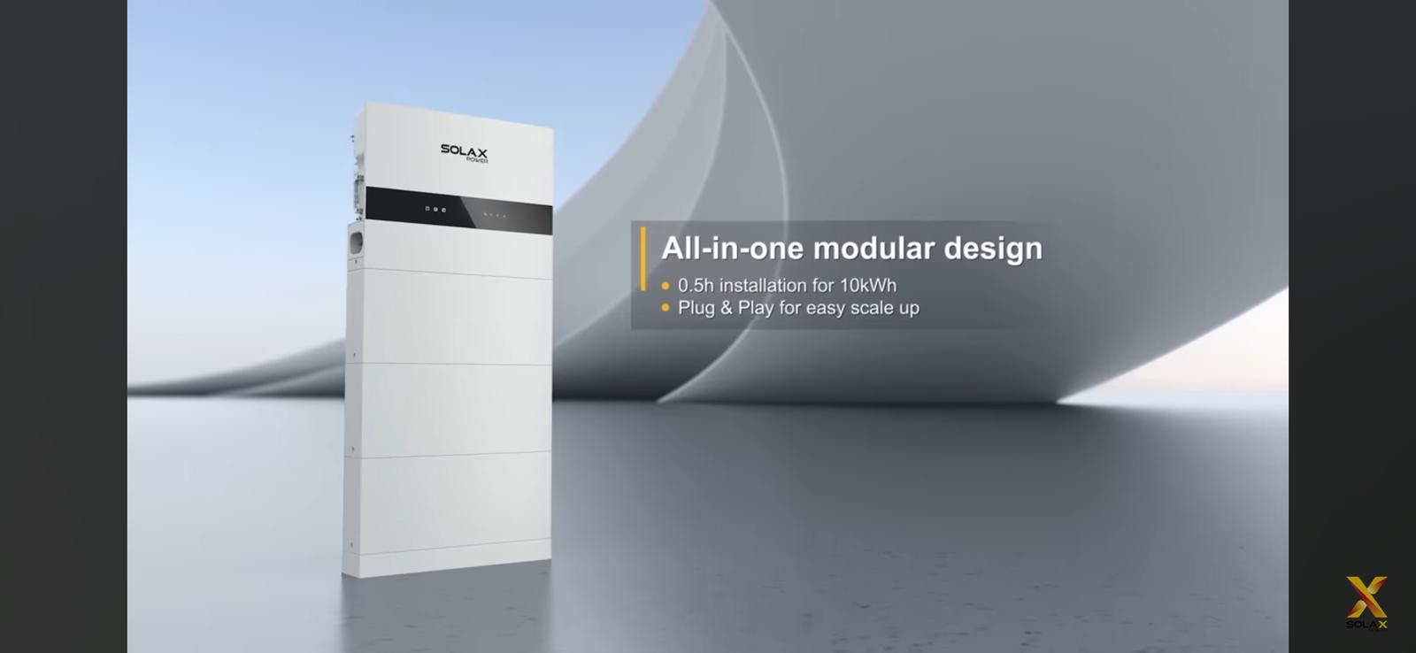 SolaX all-in-one modular battery design — 0.5h installation for 10kWh, plug and play scale up